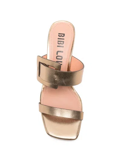 Bibi Lou Buckle-strap Mules In Gold
