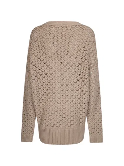 Ely Ely Button Openwork Cardigan In Brown