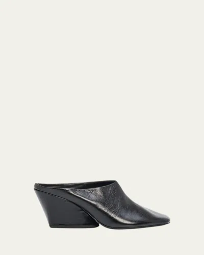 Proenza Schouler Slant Leather Mules In Black
