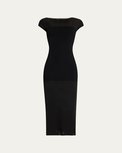 House Of Dagmar Contrast Knit Maxi Dress In Black
