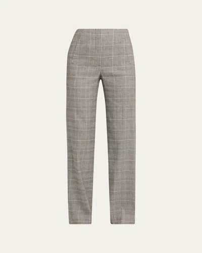 Veronica Beard Jude High Waist Wide Leg Glen Plaid Pants In Gray
