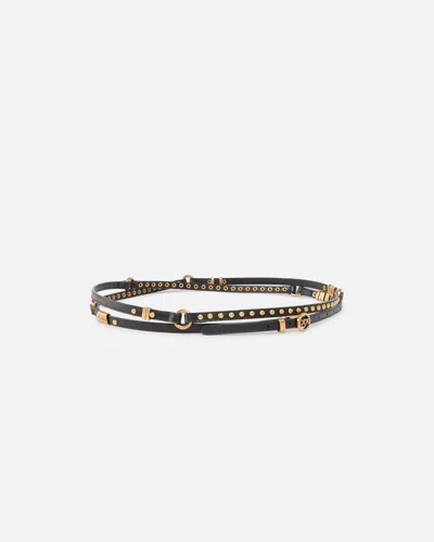 Pinko Eyelet Stud Leather Belt In Brown