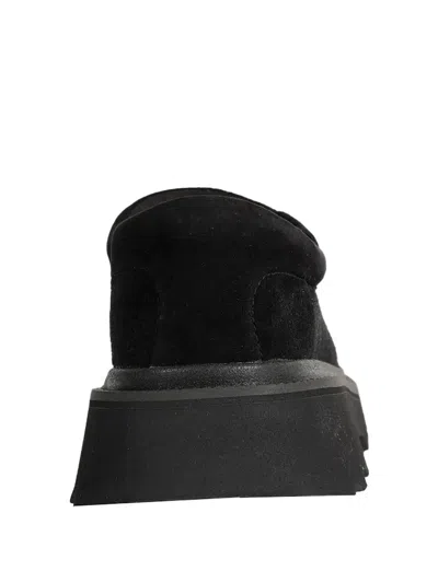 Ugg Lace-up Chunky Sole Round Toe Suede Finish In Black