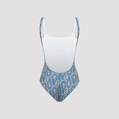 Etro Floral Backless One-piece Swimsuit In Blue