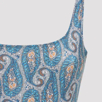 Etro Floral Backless One-piece Swimsuit In Blue