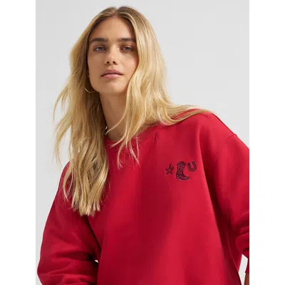 Wrangler Western Embroidered Pullover Sweatshirt In Red