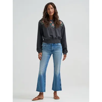 Wrangler Floral Embroidered Yoke Sweatshirt In Multi