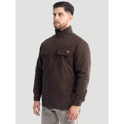 Wrangler Men's Workwear Faux Shearling Lined Jacket In Java Brown In Brown