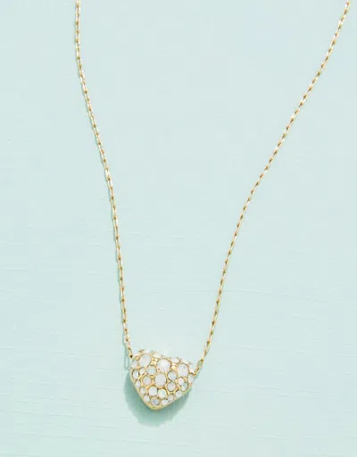 Spartina 449 Sparkling Heart Necklace White Opal 17" In Gold