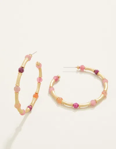 Spartina 449 Calm Waters Hoop Earrings Ruby/sun Stone In Gold