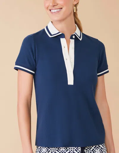 Spartina 449 Alina Pique Polo Shirt In Midnight Blue