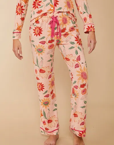 Spartina 449 Pajama Pant Botanic Garden Boho Floral Peach In Orange