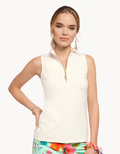 Spartina 449 Serena Sleeveless Half-zip Top Pearl White