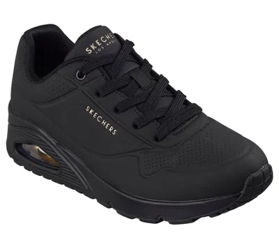 Skechers Womens Black Uno Stand On Air Faux-leather Trainers