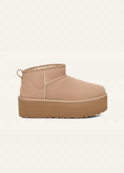 Ugg Classic Ultra Mini Platform Suede Boot In Neutral