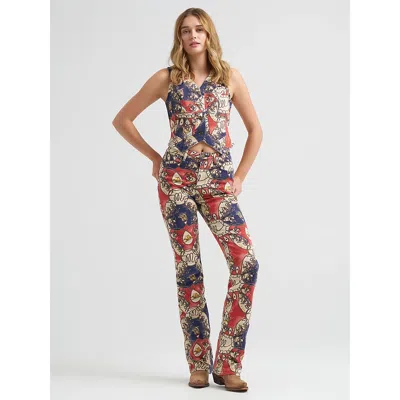 Wrangler Rodeo Print Denim Western Vest In Multi