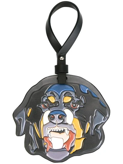 Givenchy Rottweiler Embossed Keyring In Black