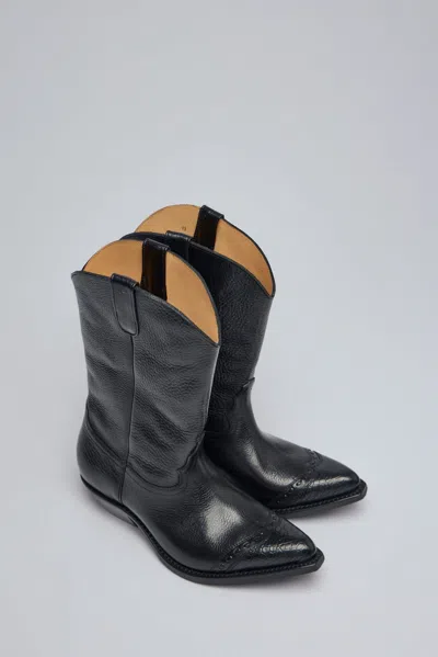 Our Legacy Leather Western Boots Pointed Toe Pull Tabs In Black