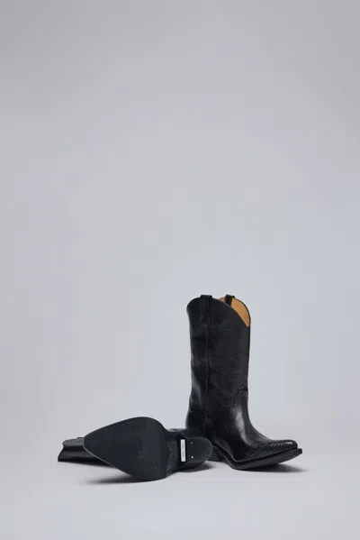 Our Legacy Leather Western Boots Pointed Toe Pull Tabs In Black