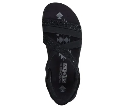 Skechers Womens Reggae Slim Summer Sparkle Strap Sandals In Black