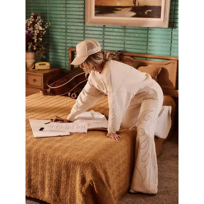 Wrangler X Lainey Wilson Western Print Wide Leg Sweatpants In Brown