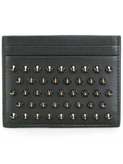 Christian Louboutin Kios Spike-embellished Leather Cardholder In Black