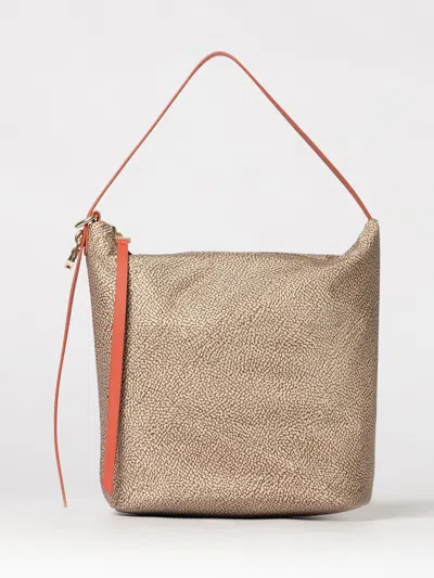 Borbonese Printed Strap Tote Bag In Brown