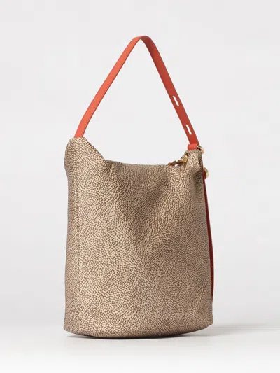 Borbonese Printed Strap Tote Bag In Brown