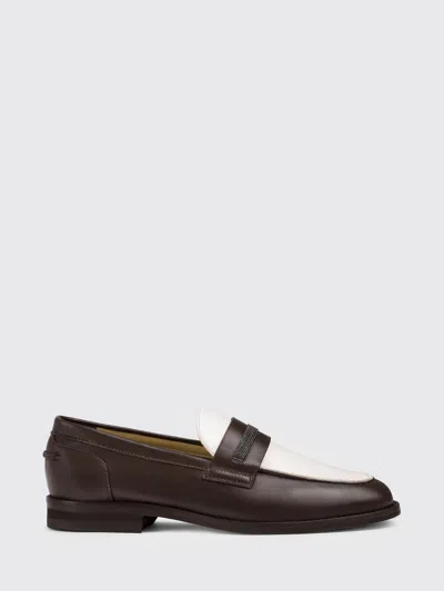 Doucal's Micro-studs Leather Loafers In Brown