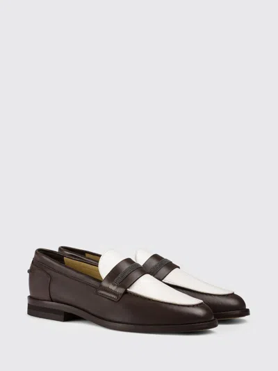Doucal's Micro-studs Leather Loafers In Brown