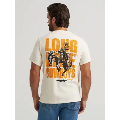 Wrangler Long Live Cowboys Back Graphic T-shirt In Antique White