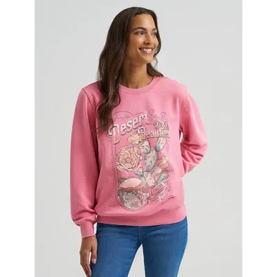 Wrangler Women's Pink Desert Beauties Graphic Terry Sweatshirt