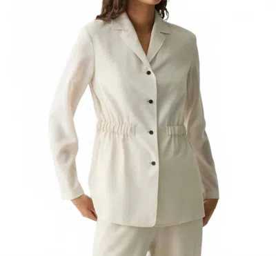 Theory Cinch Waist Jacket In Wool-poly In White