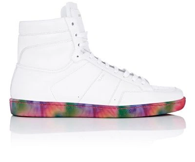 Saint Laurent Signature Court Classic Sl/10h Sneakers In Off White Leather With Multicolor Tie-dye Sole