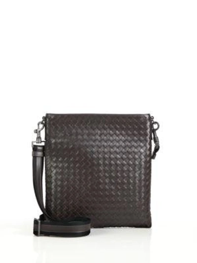 Shop Bottega Veneta Borsa Intrecciato Leather Crossbody Bag In Graphite