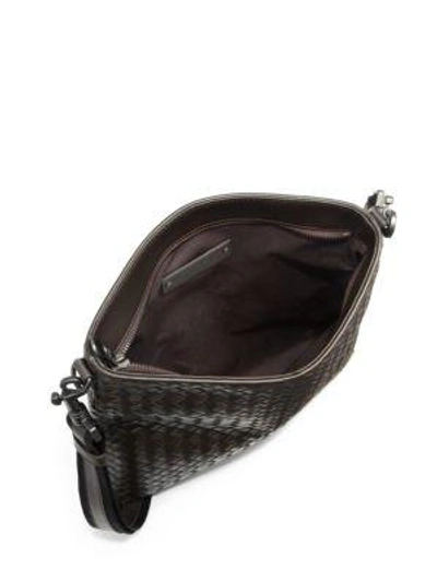 Shop Bottega Veneta Borsa Intrecciato Leather Crossbody Bag In Graphite