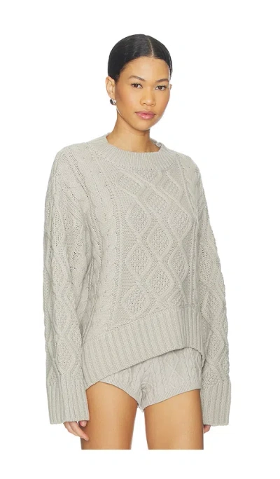Lioness Liaison Cable Knit Pullover In Gray