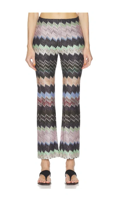 Missoni Zigzag Flared Trousers Textured Metallic Threads In Multi