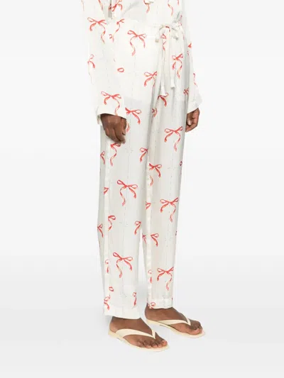 Forte Forte Bow Pattern Drawstring Trousers Slip Pockets In Neutral