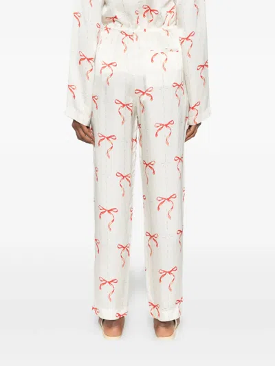 Forte Forte Bow Pattern Drawstring Trousers Slip Pockets In Neutral