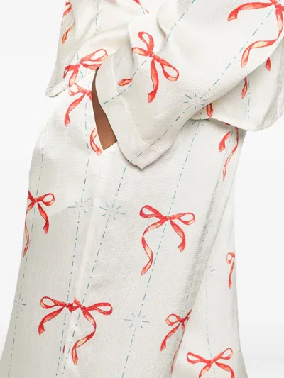 Forte Forte Bow Pattern Drawstring Trousers Slip Pockets In Neutral