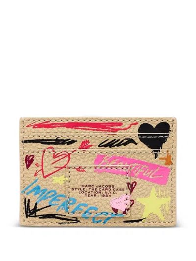Marc Jacobs Scribble Leather Card Case In Neutral