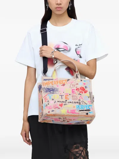 Marc Jacobs The Medium Punk Scribble Canvas Tote Bag In Multi