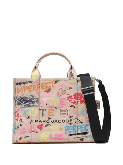Marc Jacobs The Medium Punk Scribble Canvas Tote Bag In Multi