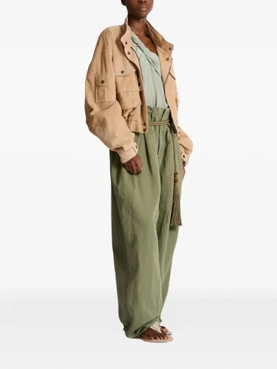 Balmain Suede Multi-pocket Utility Jacket In Brown