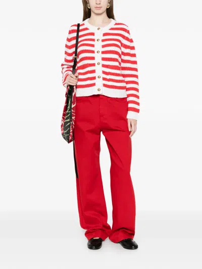 Allude Striped Buttoned Cardigan In Multi