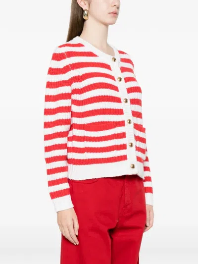 Allude Striped Buttoned Cardigan In Multi