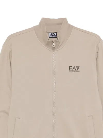 Ea7 Zip Collar Sweatshirt In Brown