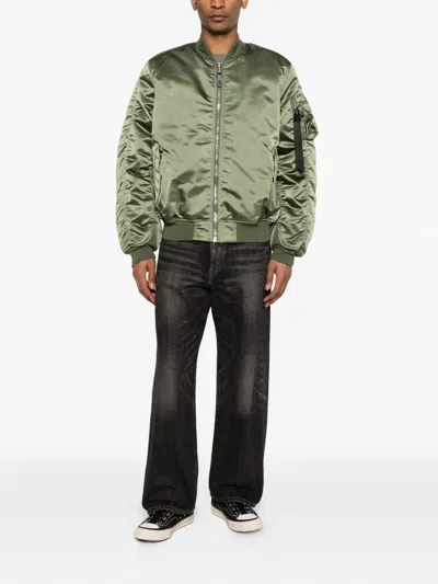 Alpha Industries Green Bomber Jacket In Green