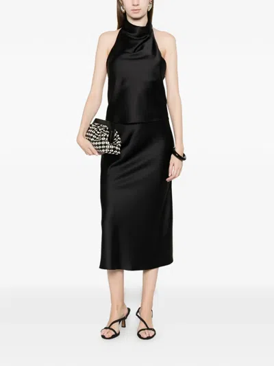 Imperial Elasticated Midi Skirt In Black